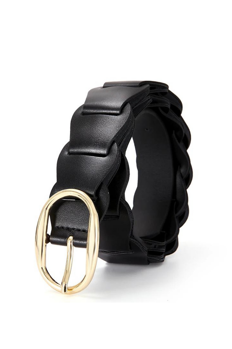 Women's Luxury Braided Belts Buckle Designer Jeans Female Dress Black Belt