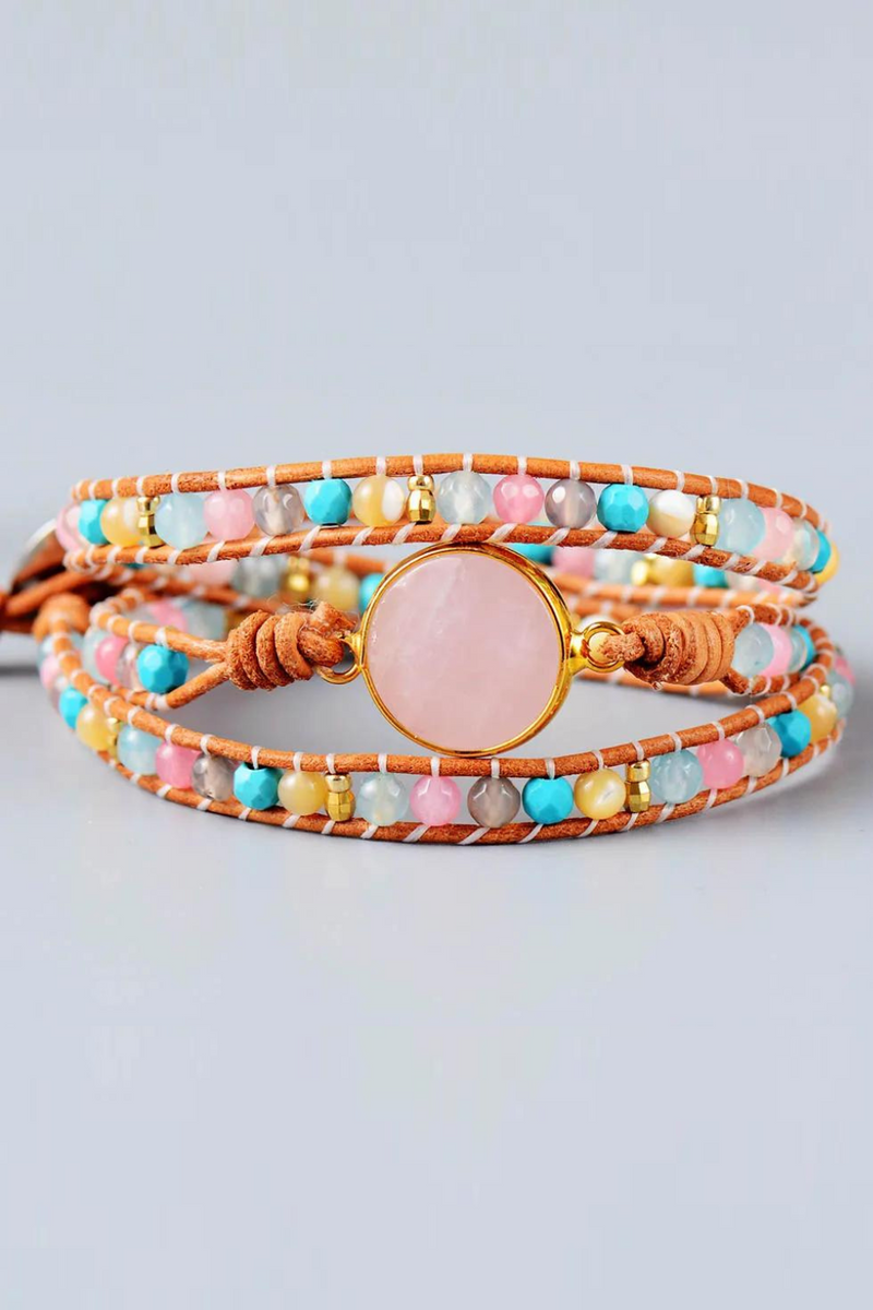 Leather Wrap Bracelets Strands Women Jewelry Free Shipping