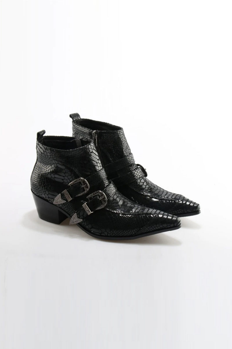 Autumn Winter Men Boots Pointy Buckle Ankle Boots Casual Genuine Leather Shoes