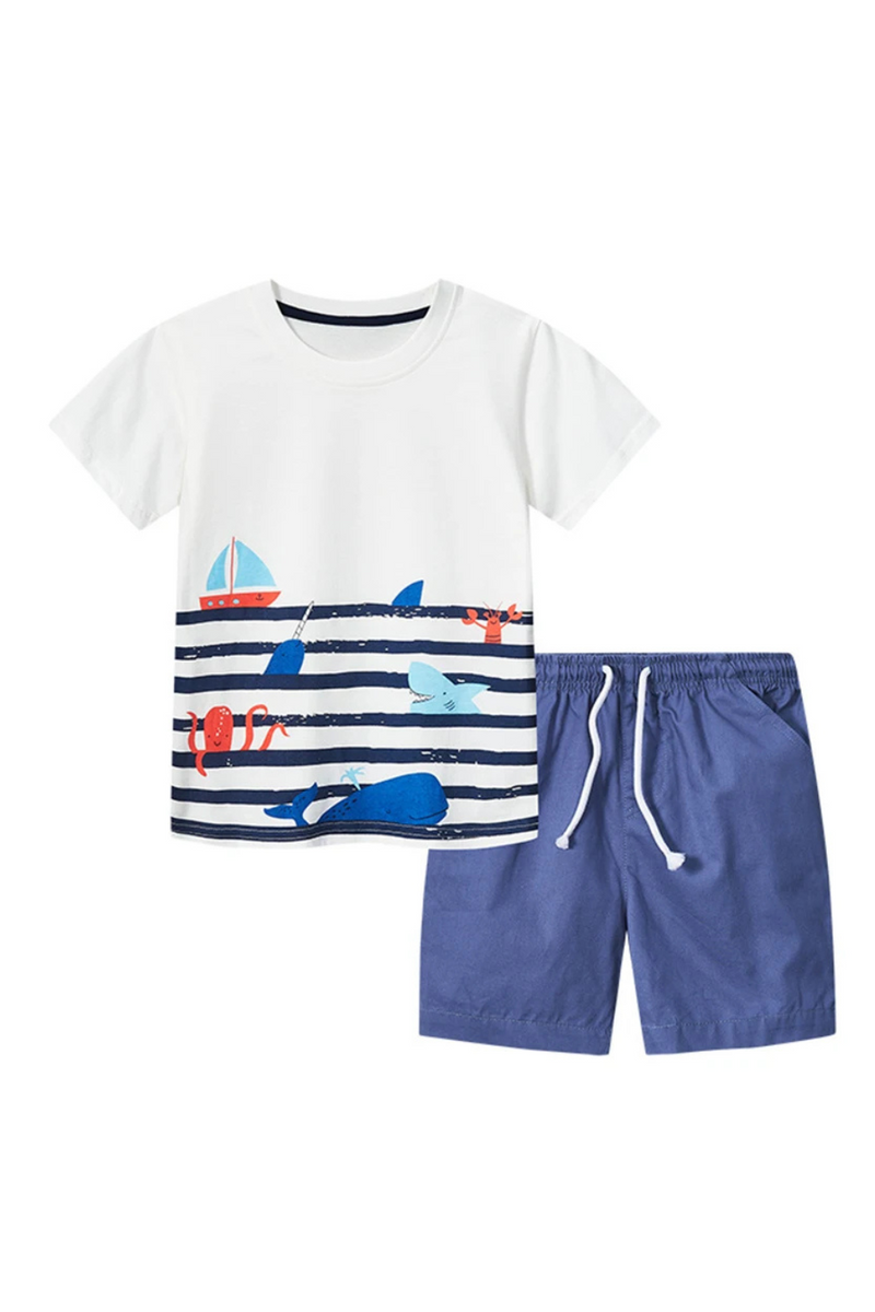 Toddler Boy Summer Clothes Casual Stripe T-shirt Shorts Baby Luxury Clothing Set