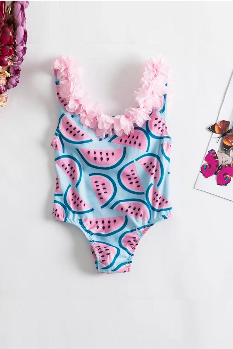 Baby Girl Swimsuits One Piece Swimwear Flower Swimming Set Toddler Kids Beachwear Ruffle Bath Bikini Backless Swimwear