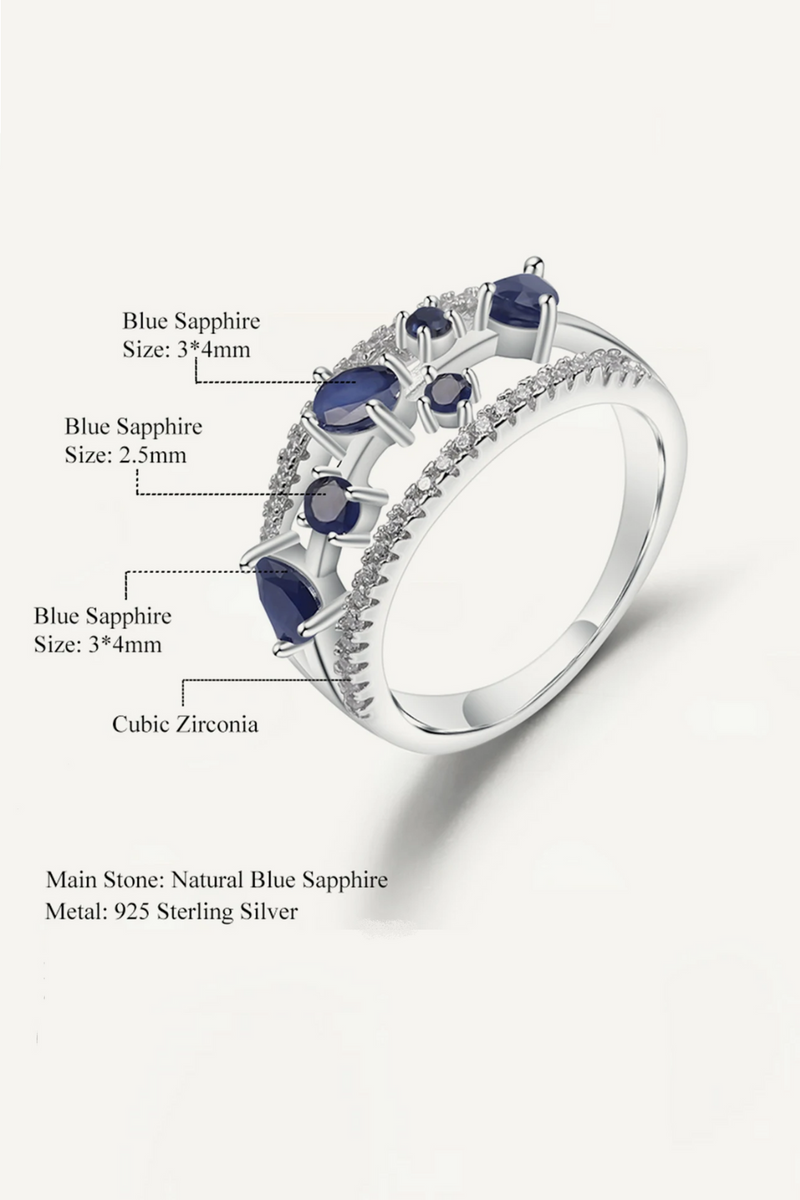 Natural Blue Sapphire Ring 925 Sterling Silver Fancy Classic Oval Gemstone Rings For Women Fine Jewelry