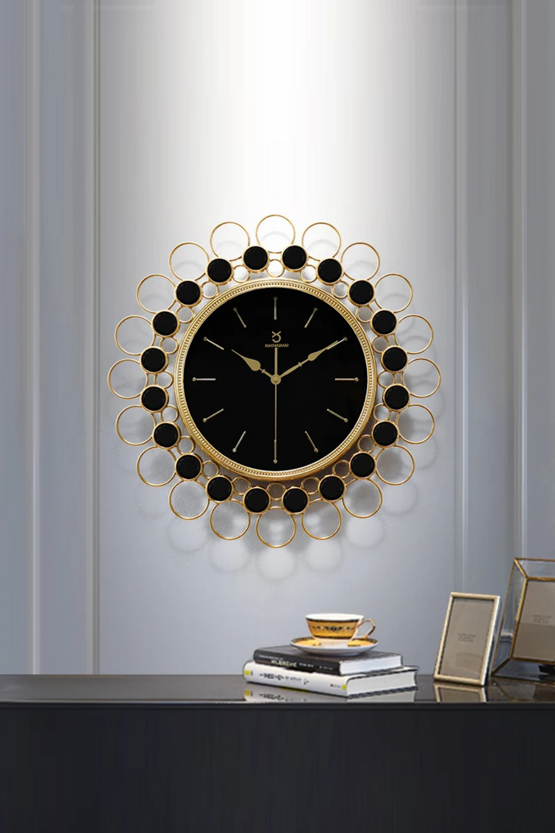 Nordic Light Luxury Copper Plated Wall Clock Living Room Modern Home Art Silent Atmospheric Clock