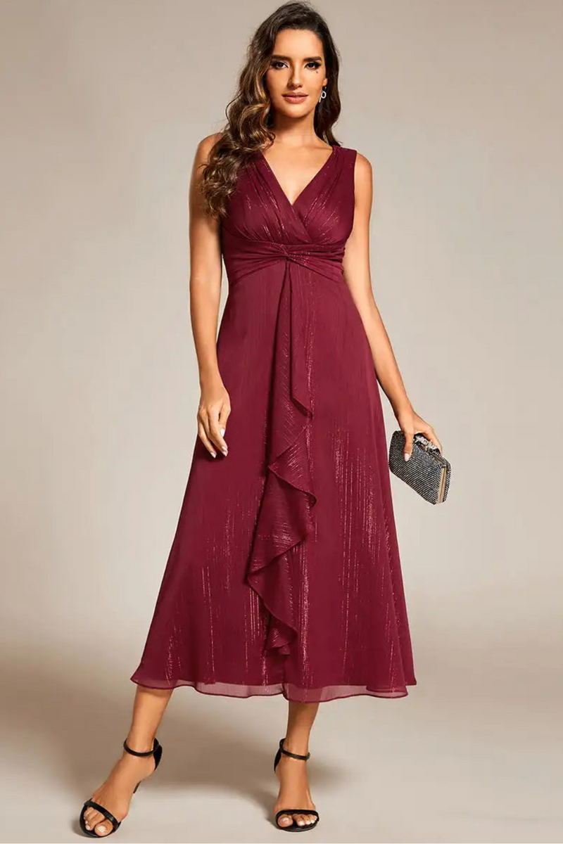 Evening Dresses Sleeveless Glittery Ruffled Ever Pretty of Midi Wedding Guest Dress