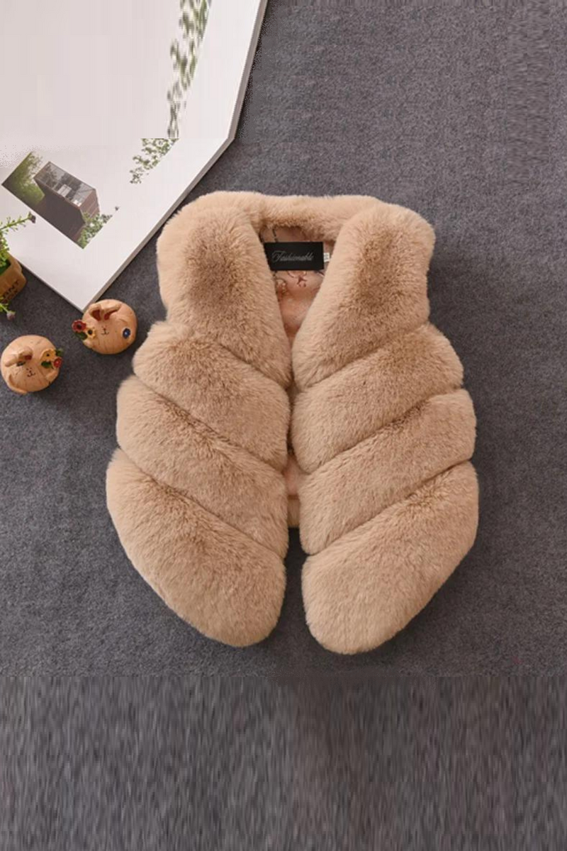 Winter Fur Vests Coats for Toddler Girls Kids Autumn Warm Waistcoats Fleece Outerwear