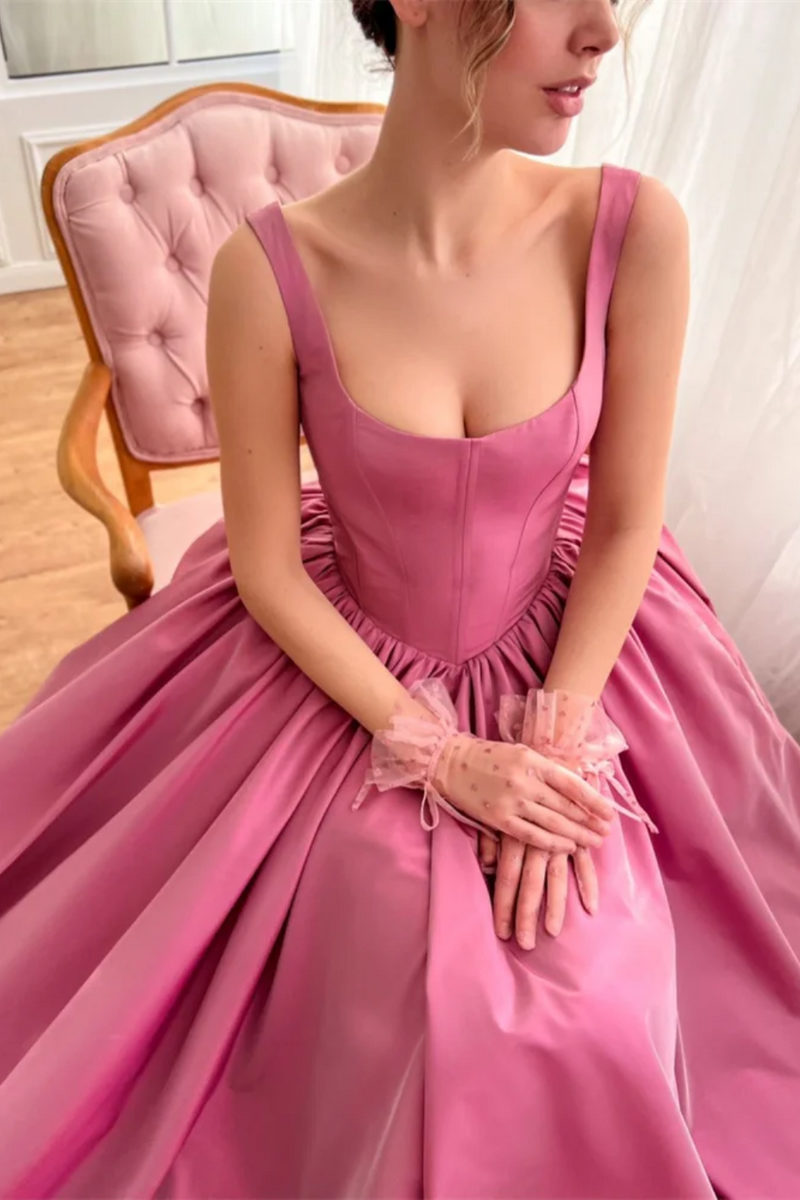 Pink Dresses Elegant Sleeveless Evening Dress Floor-length Lace-up Back