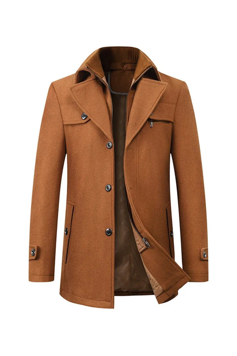 Man Trench Coat Jackets Male Long Trench Slim Fit Wool Warm Outerwear Windbreaker