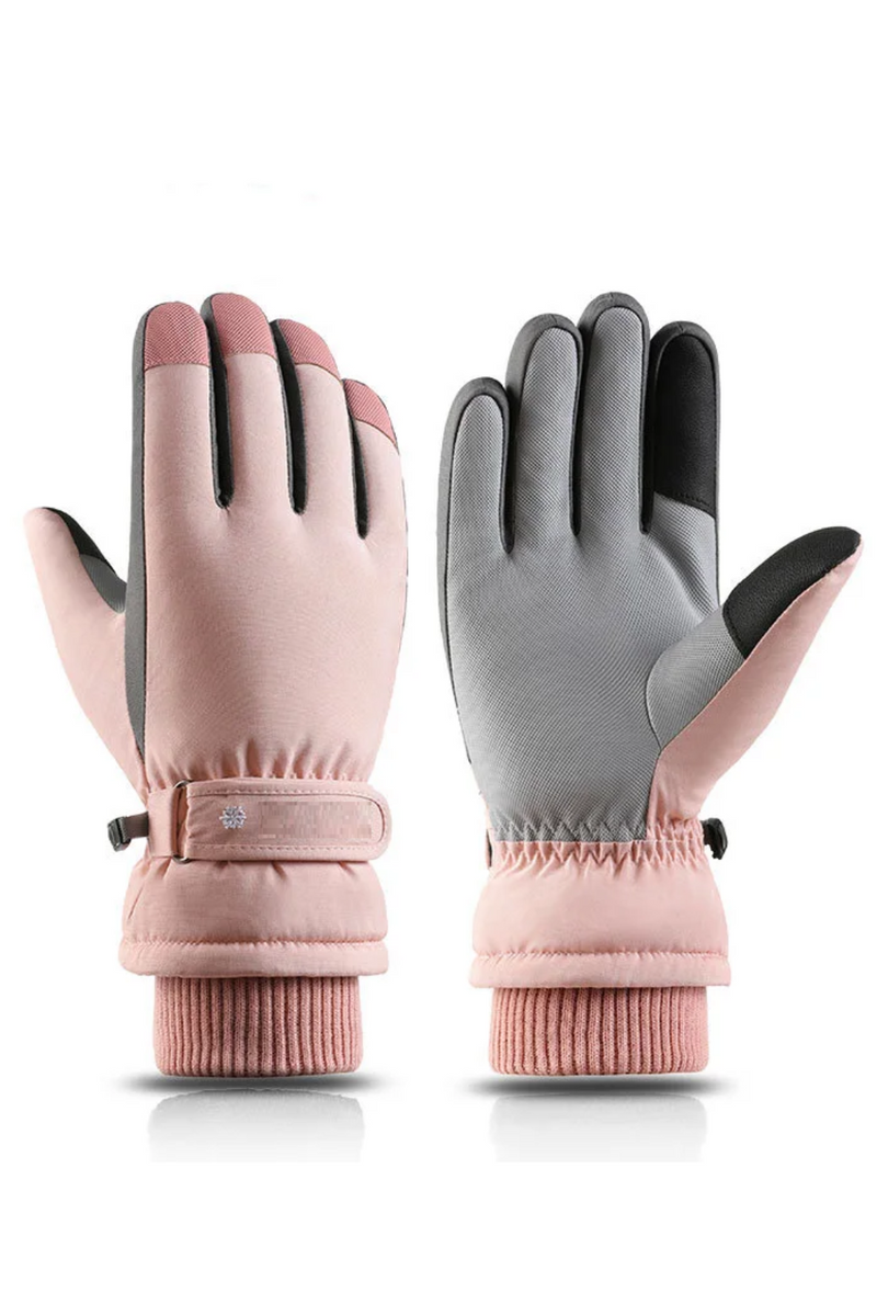 Women Winter Stretch Knit Wrist Silica Gel Non Slip Touch Screen Mitten Plus Velvet Thick Warm Sport Waterproof Skiing Glove