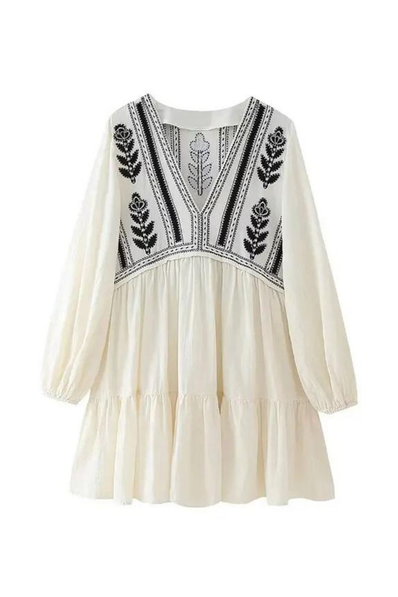 Summer Embroidery Short Dress Women Long Sleeve Mini Dress Woman Dresses Casual Elegant Dresses