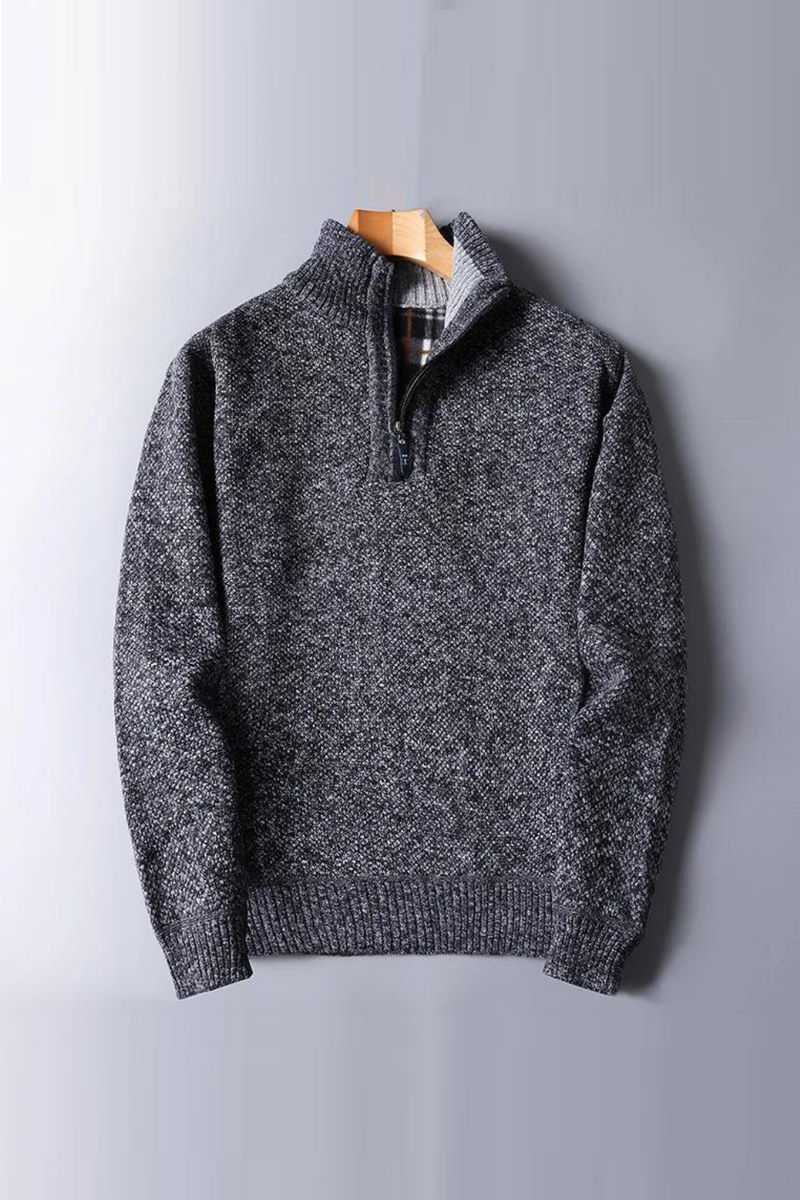 Autumn Winter Thicken Warm Pullover Men's Stand Collar Sweater Male Zipper Slim Pullovers