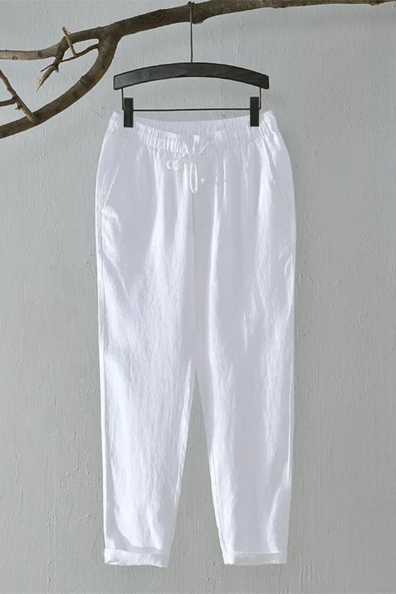 Men Straight Linen Pant Casual Drawstring Trousers for Man Linen Fabric Cozy Pants