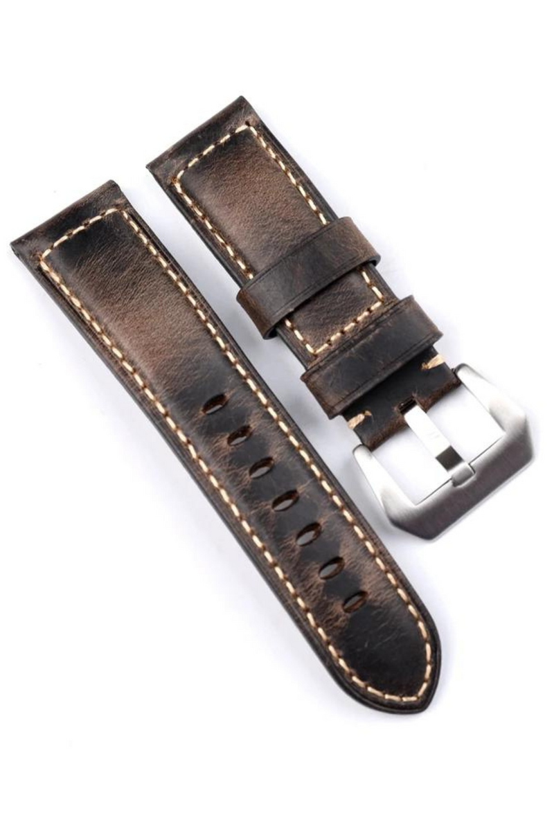 Handmade Leather Watchband 20 22 24MM Top Layer Italian Old Style Bracelet Suitable For Antique Straps