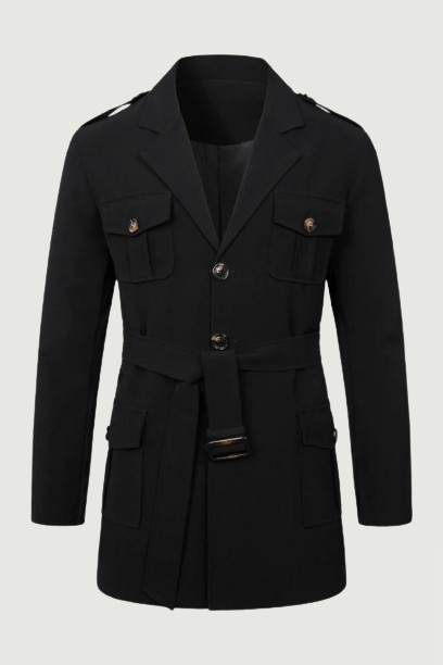 Mens Spring Autumn Windbreak Overcoat Long Trench Coats with Belt for Men Coat Double Breasted