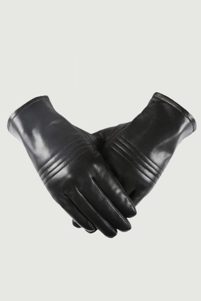 Winter Real Leather Gloves Men Black Genuine Touch Screen Glove Fleece Lined Warm Soft