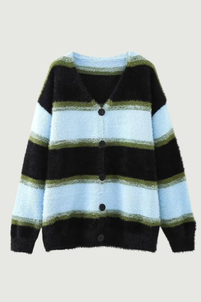 Striped Knitted Cardigan Woman Autumn Button Sweaters For Women Casual Cardigans Women Long Sleeve Coats
