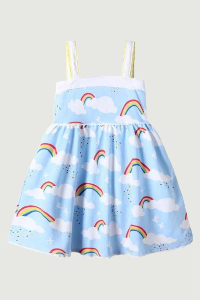 Sling kids girls dresses Rainbow Cloud Summer Baby Girls Sleeveless Dress Cotton Children Clothing Fashion frock