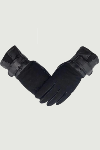 Winter men's leather gloves wrist genuine leather gloves wool lining machine sewing warm driving