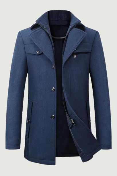 Men's Wool Jacket Winter Autumn Long Windproof Wool Coat Casual Thick Slim Fit Jacket Male