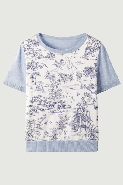 Mulberry silk O-neck Short sleeve summer Women pullovers Girl T-shirt