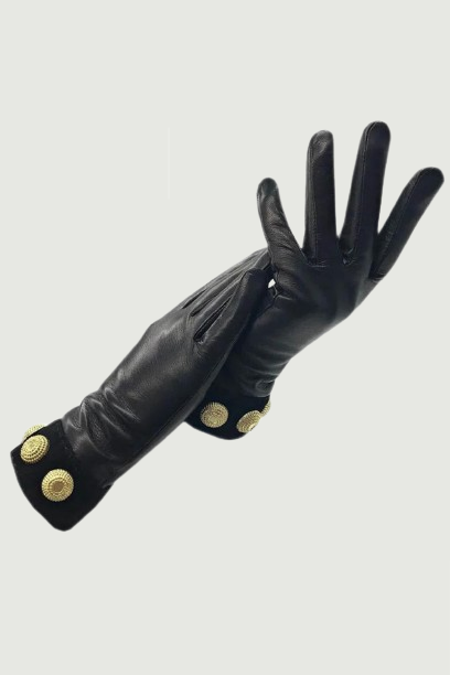 Winter Ladies Gloves Black Comfortable Soft Leather Gloves Wool Lining Gift Luxury