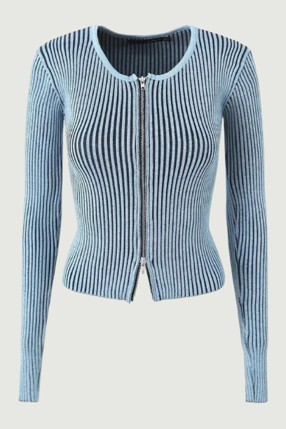 Women Autumn Sweet Striped Elastic Knitted Cardigan Sexy Slim Sweater Chic Long Sleeve Knitwears