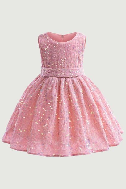 Baby Girl Dress Sequins Puffy Sleeveless Dress for Kids Wedding Birthday Costume Girls Princess Dress