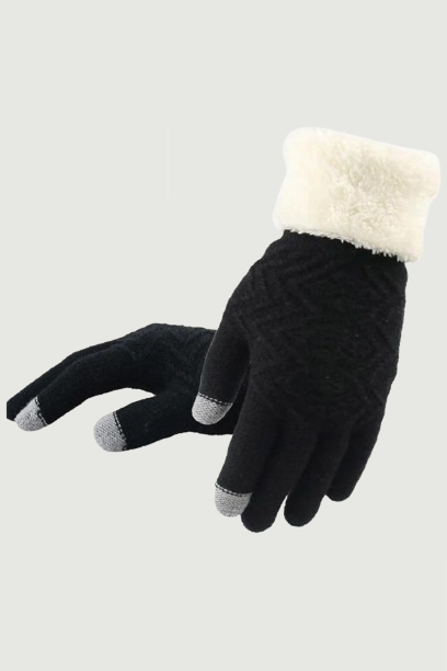 Female Knitted Touch Screen Mitten Winter Women Wool Plus Cashmere Velvet Thicker Warm Full Finger Glove