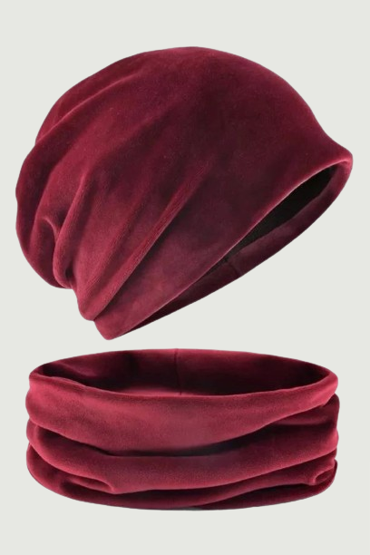 Solid color hat scarf sets Woman's Beanie Warm velvet Bonnet winter hats for women Turban cap Ladies Scarves Warm neck caps