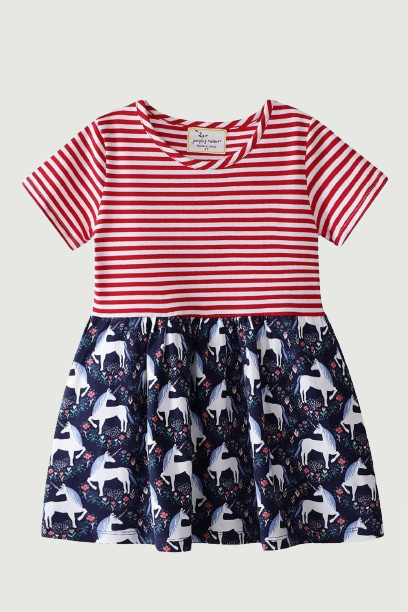 Summer princess dress stripe baby clothes toddler girl dresses Solid cotton Printing Lovely outfit girl dress costume kids