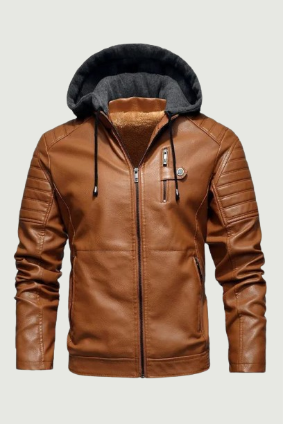 Autumn and Winter Leather Jacket for Men Jacket for Men Motorcycle Jacket with Velvet Hooded