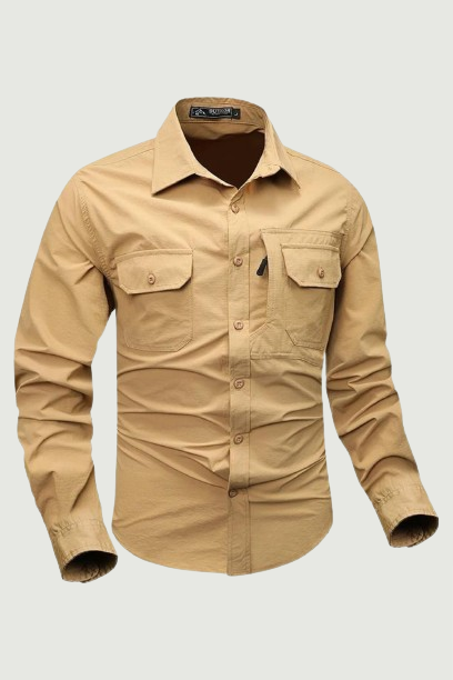 Casual Cargo Military Shirt Men Long Sleeve Spring Autumn