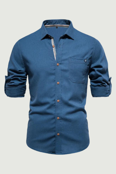 Men's Shirts Single Pocket Solid Long Sleeve Shirts for Men Spring Men