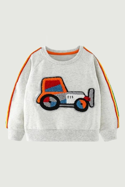 Embroidery Long Sleeve Boys Sweatshirts Children's Clothing Autumn Spring Kids Hooded Tops Costume