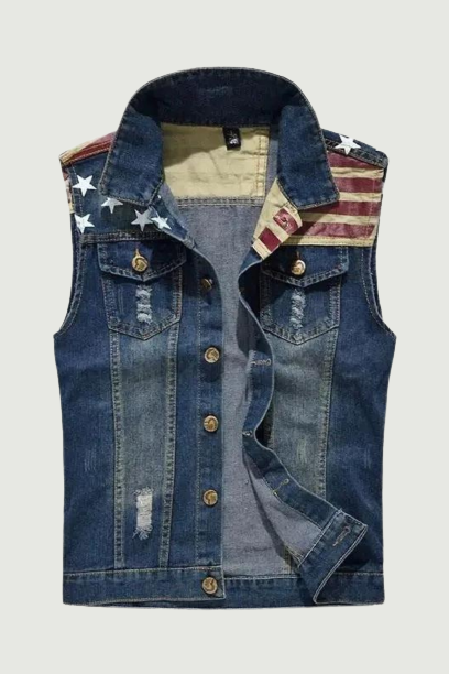 Men's Denim Vest Male Sleeveless Jacket Coat Retro Streetwear Casual Vest Men Waistcoat