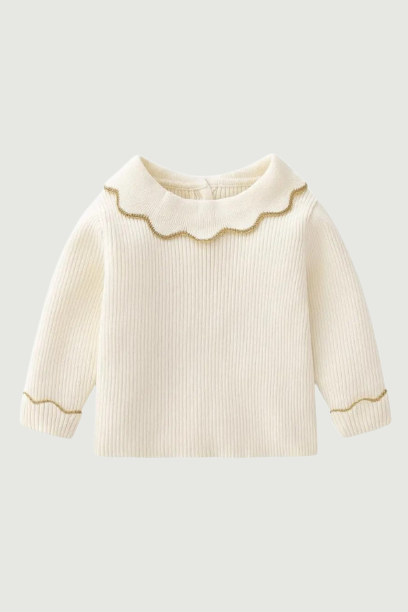 Baby Girls Pullover Sweater for Autumn Winter Kids Elegant Plain All-match Knitted Children Casual Knitwear