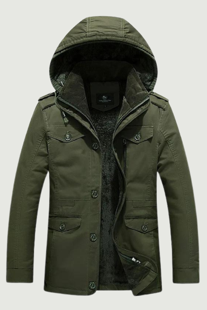 Winter Men's Jacket Oversized Men Parkas Hooded Multi Pocket Thicken Fleece Jacket Men Clothing Coat