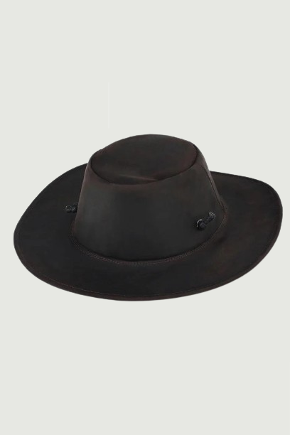 Genuine Leather Male Western Cowboy Hat Vintage Jazz Fedora Leather Large 62CM for Men