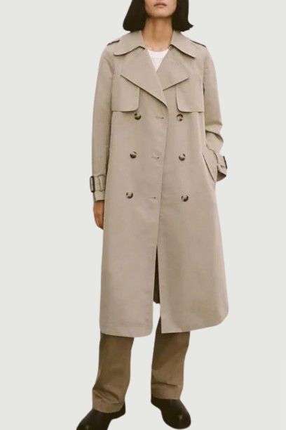 Autumn Overcoat Women Double Breasted Casual Long Sleeved Trench Coat With Waistband Coat Women's Trench