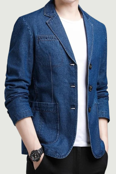 Men's British Style Leisure Slim Version of The Trend Solid Denim Comfortable Blazer