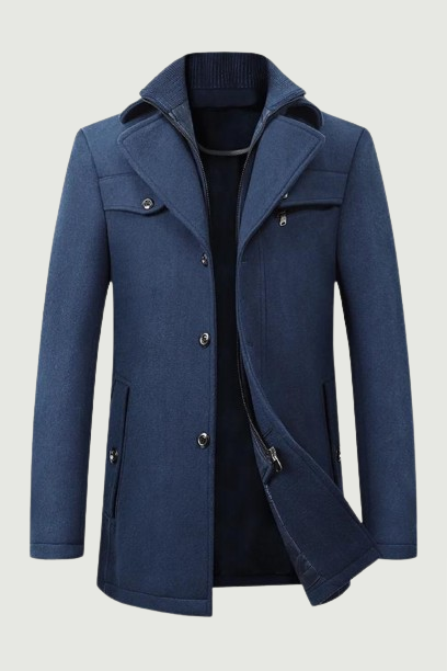 Winter Men's Woolen Windbreaker Coat Solid Trench Slim Fit Business Casual Wool Jacket Blends