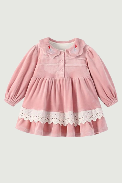 Baby Girls Velvet Dress Set Kids Princess White Vest Cardigan Pink Dresses Autumn Winter Children Clothes Outfits Suits