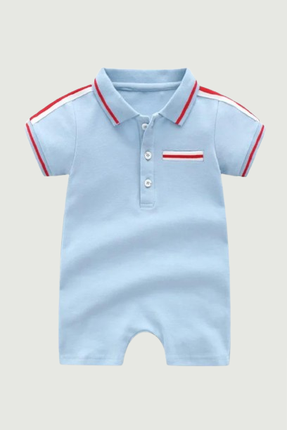 Newborn baby boy summer clothes romper light blue short sleeve cotton jumpsuit outfits infant baby clothing