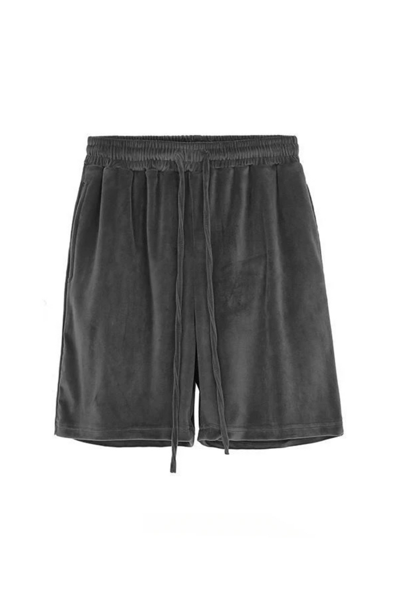 Men's Casual Velvet Shorts Summer High Street Loose Drawstring