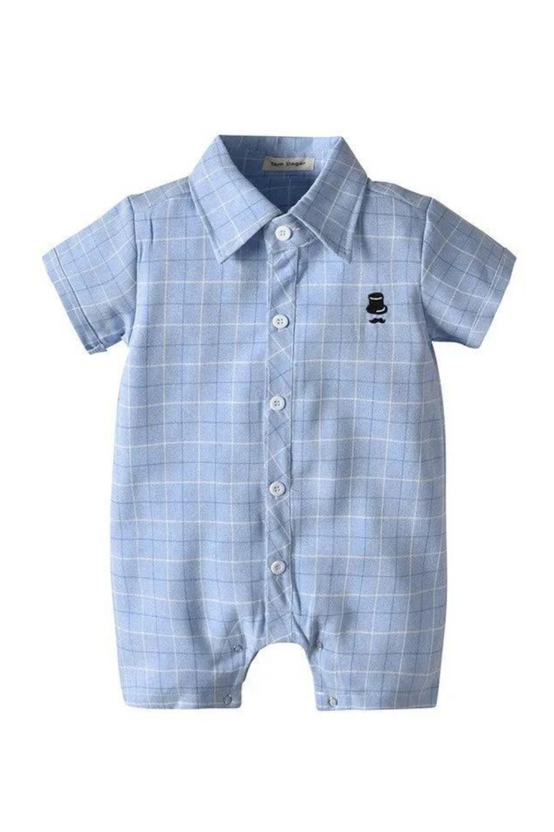 Summer Short Sleeve Baby Rompers Gentleman Plaid Jumpsuit For Toddler Infant Casual Baby Boy Clothes