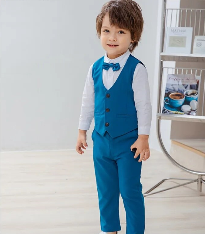 Kids Boys Autumn Clothing Suit Formal Gentleman For Baby Clothes Full-Sleeve TShirt Pants Vest Wedding New Year Outfits