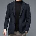 Classic Plaid Men's blazer Slim Fit Business Casual Woolen Solid Gentleman suits for men