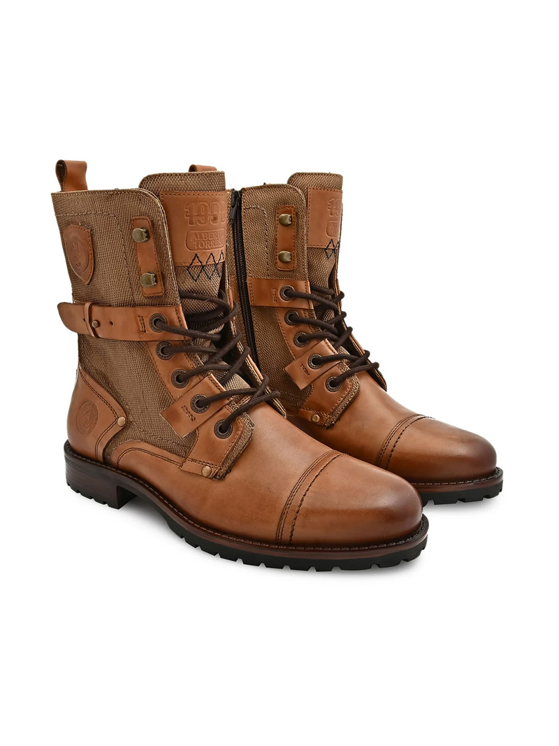 TAN CAP TOE MILITARY BOOTS