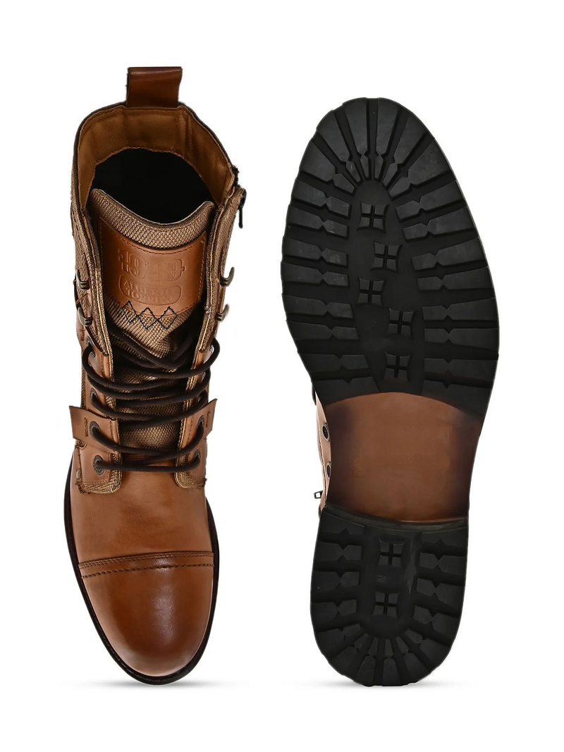 TAN CAP TOE MILITARY BOOTS