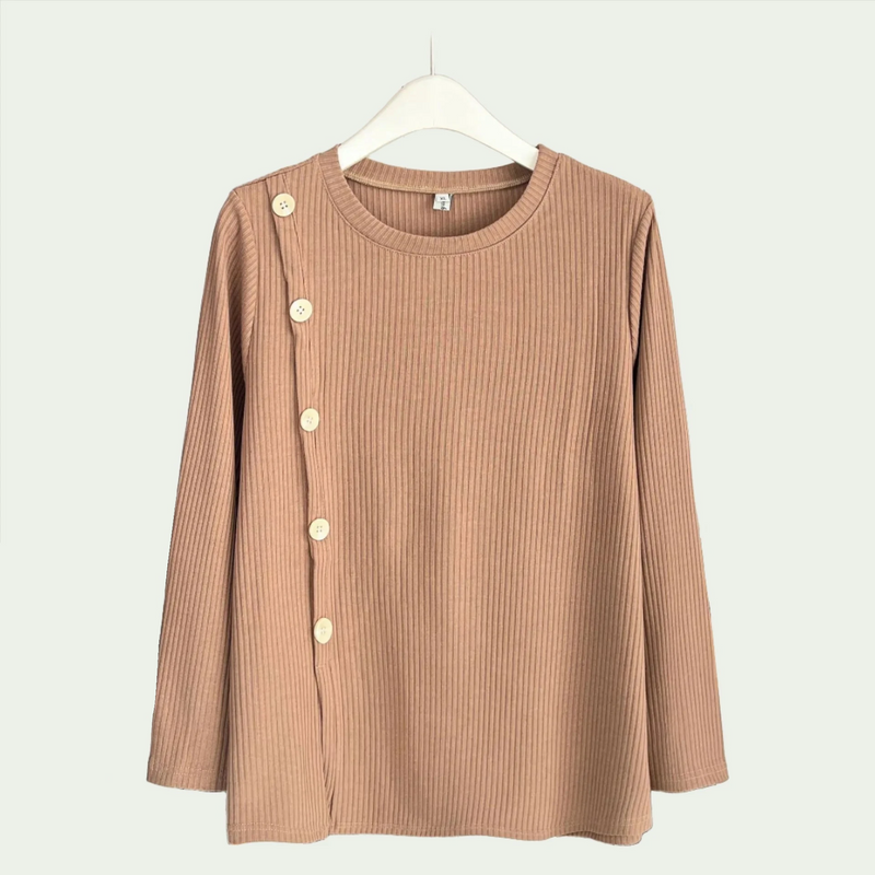 Women's Basic T-shirt Spring And Autumn Casual Solid Side Buttons Tops