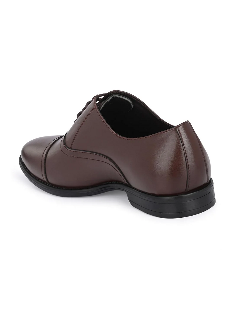 Handcrafted glossy brown formal with double stitched welts for men